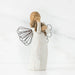 Willow Tree® Angel figurine faceless holding brown puppy to her face - wings are wire