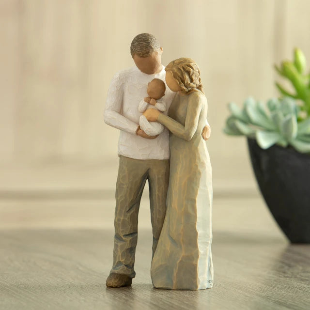 Willow Tree® We are Three (woman: lighter skin, man: darker skin) — alternate view