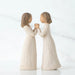 Willow Tree® Two brunette girl figurines in white dresses holding hands facing one another