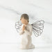 Willow Tree® Small faceless girl kneeling praying with black wire angel wings