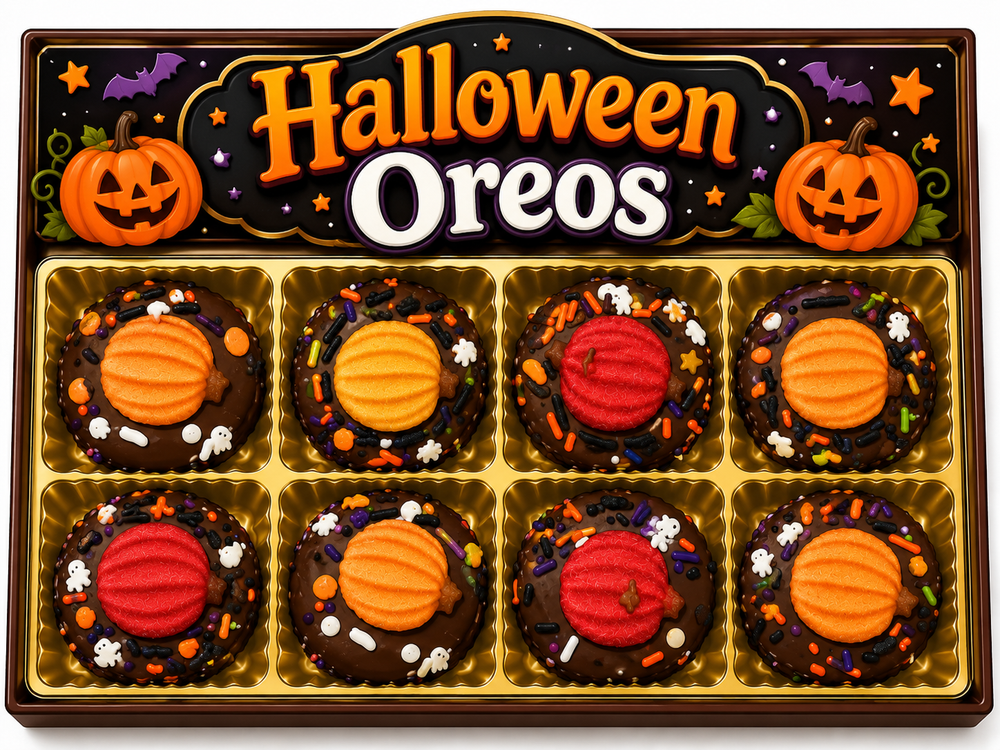 Halloween Hand Decorated Pumpkin Oreos Box of 8