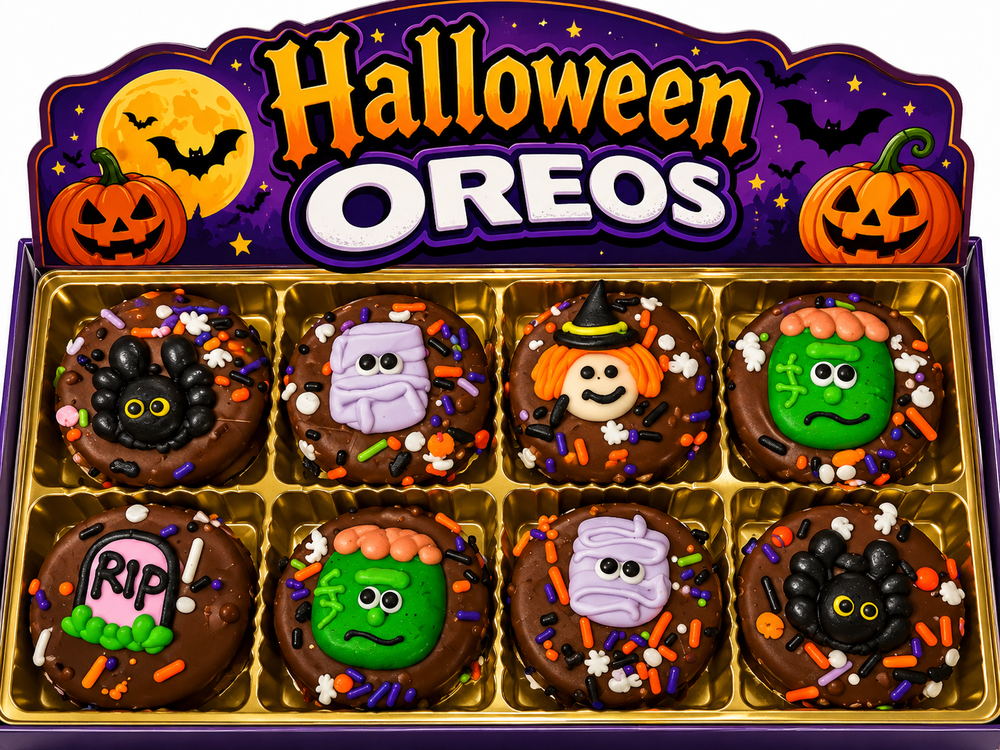 Halloween Hand Decorated Monster Head Oreos Box of 8