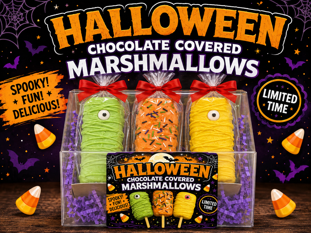 Halloween Hand-Decorated Marshmallow Pops — Box of 6, Fall Collection