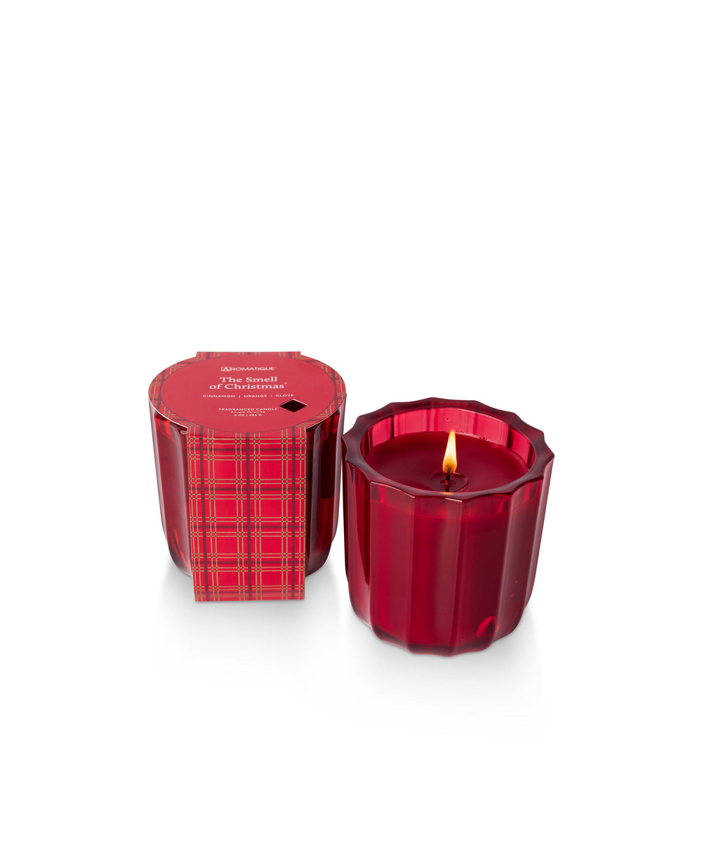 The Smell of Christmas - Plaid Ribbed Glass Candle