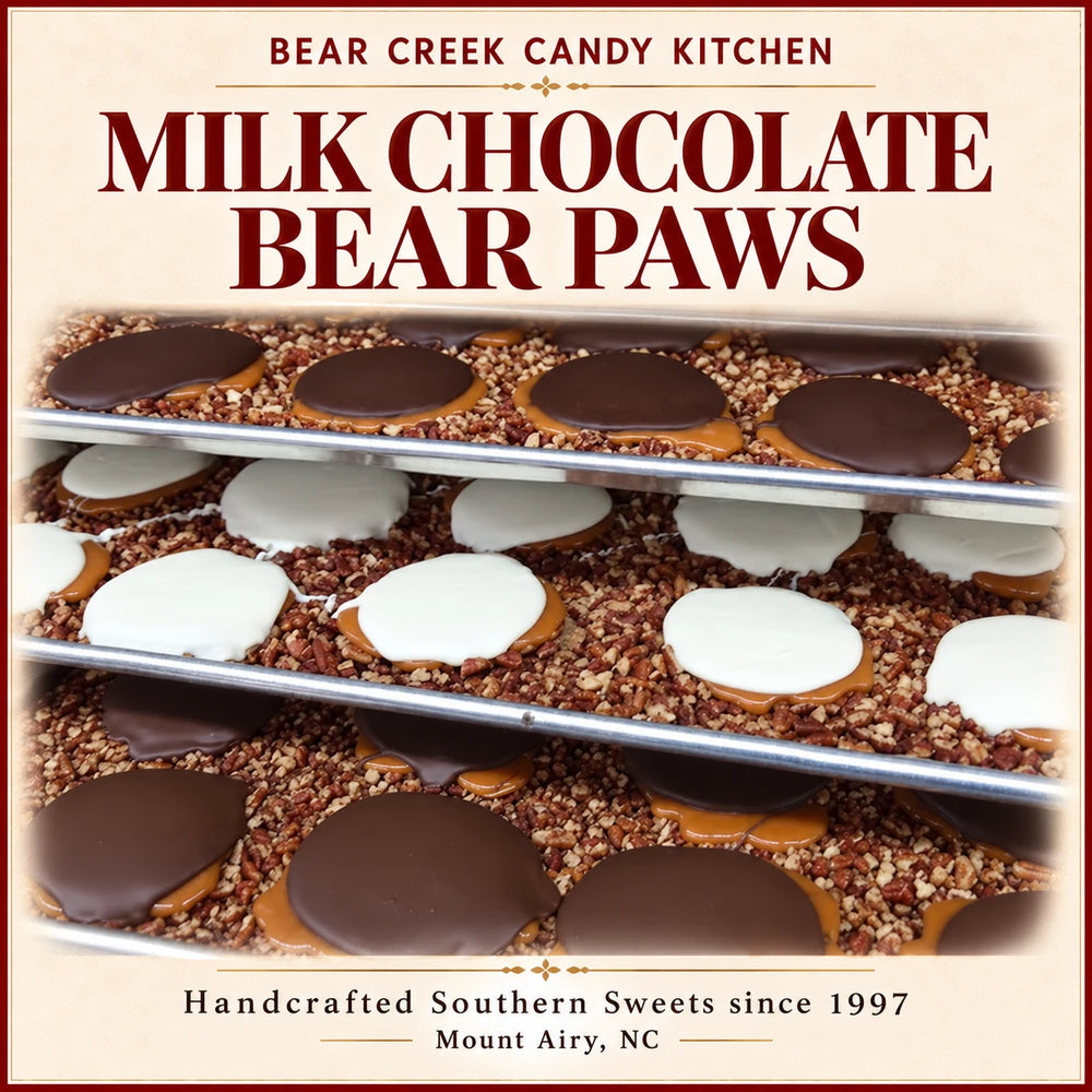 Bear Paws — Choose Your Chocolate (10 or 18 Pieces) — Bear Creek Candy Kitchen product graphic; original product and packaging preserved