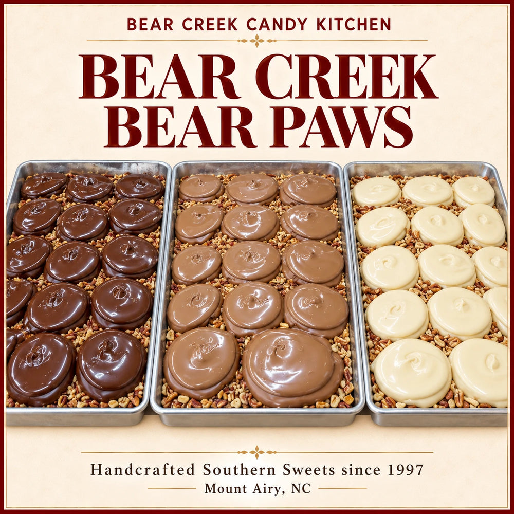 Bear Paws — Choose Your Chocolate (10 or 18 Pieces) — Bear Creek Candy Kitchen product graphic; original product and packaging preserved