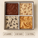 Overhead view of four 8 ounce fudge portions, 2 pounds total