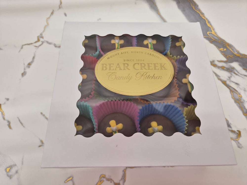 Cross Yellow on Oreo's Hand Decorated box of 24 - Bear Creek Candy Kitchen