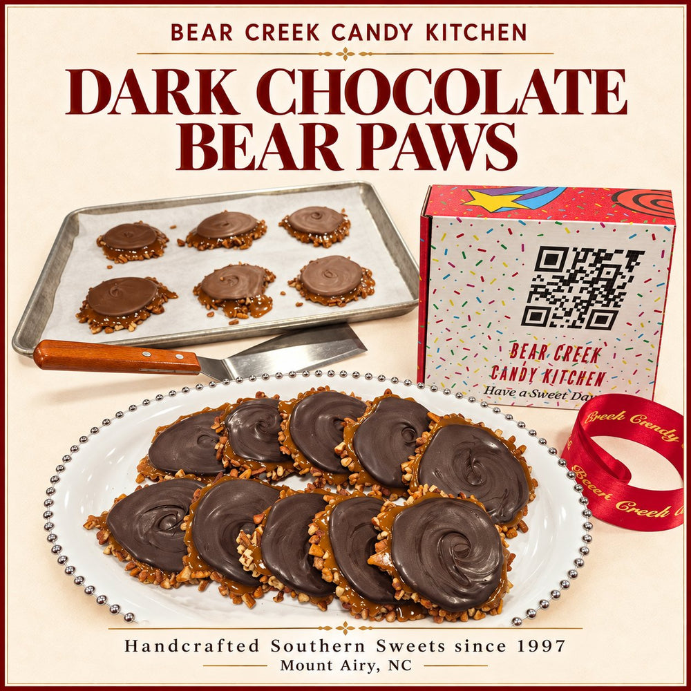 Bear Paws — Choose Your Chocolate (10 or 18 Pieces) — Bear Creek Candy Kitchen product graphic; original product and packaging preserved