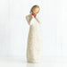Willow Tree® Standing faceless woman figurine in white dress facing forward holding pink heart