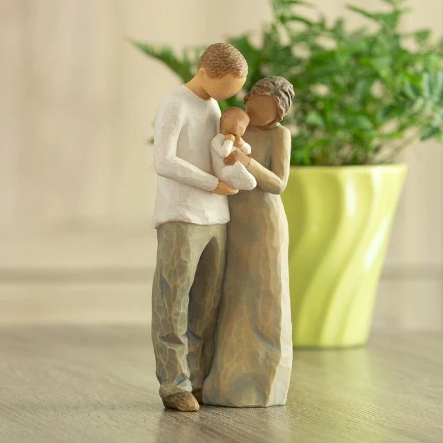 Willow Tree® We are Three (woman: darker skin, man: lighter skin) — alternate view