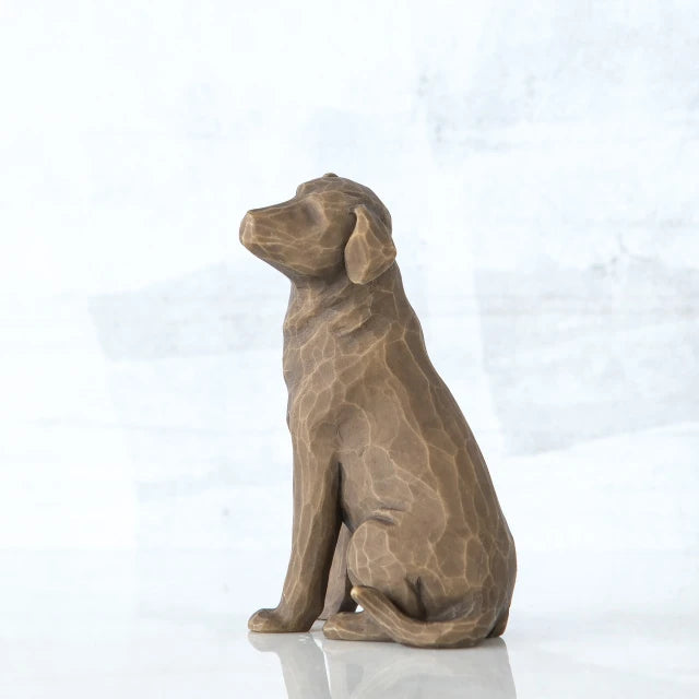 Willow Tree® Brown wooden dog sitting figurine