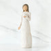 Willow Tree® Woman figurine with brown hair in white dress holding white dove