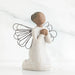 Willow Tree® Faceless young girl figurine kneeling praying in white dress - she has black wire wings
