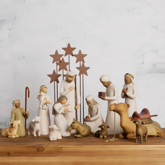 Willow Tree® Nativity Starter Figures plus The Three Wisemen and Metal Stars, 14-piece Set