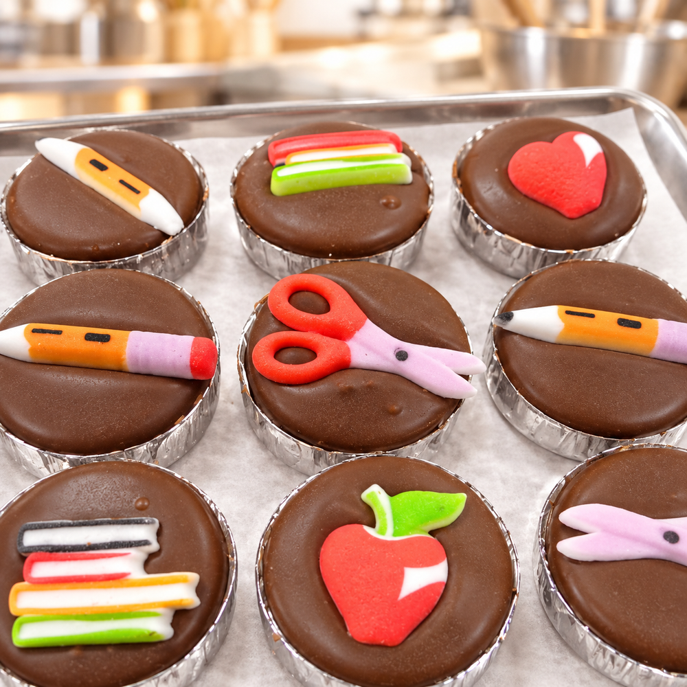 Chocolate Covered Oreo School Box of 24 in a candy kitchen setting