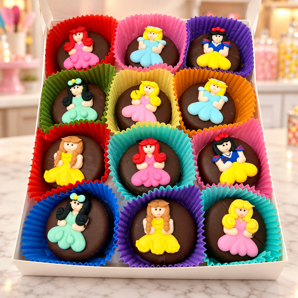 Princess, Diva Oreos Box of 24 in a candy kitchen setting