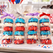 4th of July Oreos, 4 Bags of 6 each in a candy kitchen setting