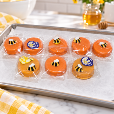 Bee-Decorated OREO Cookies — Set of 6 in a candy kitchen setting