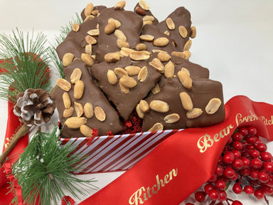 Peanut Toffee Bark 2 Pounds in Holiday Tin - Bear Creek Candy Kitchen