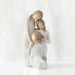 Willow Tree® Front view, figurine of three females in cream dresses: one standing with arm around kneeling female, and holding hand of seated female