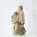 Willow Tree® Brother and sister figurine sitting around small sister figurine - all faceless, wearing white