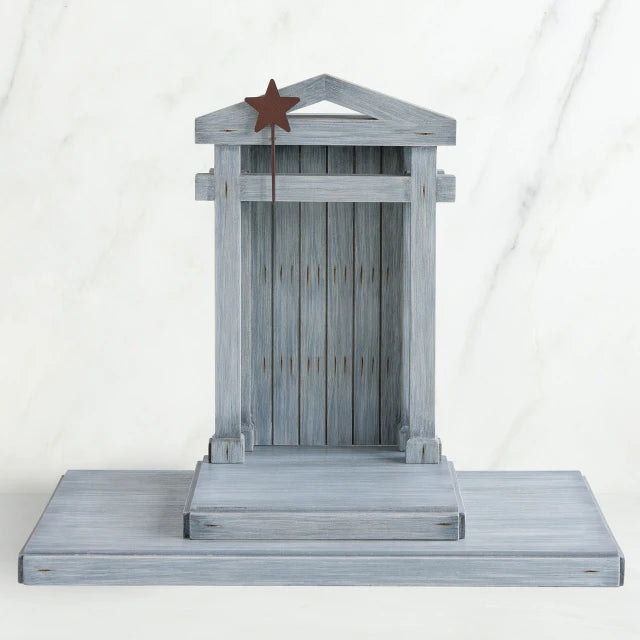 Willow Tree® Grey wooden barn figurine open - brown star standing on it