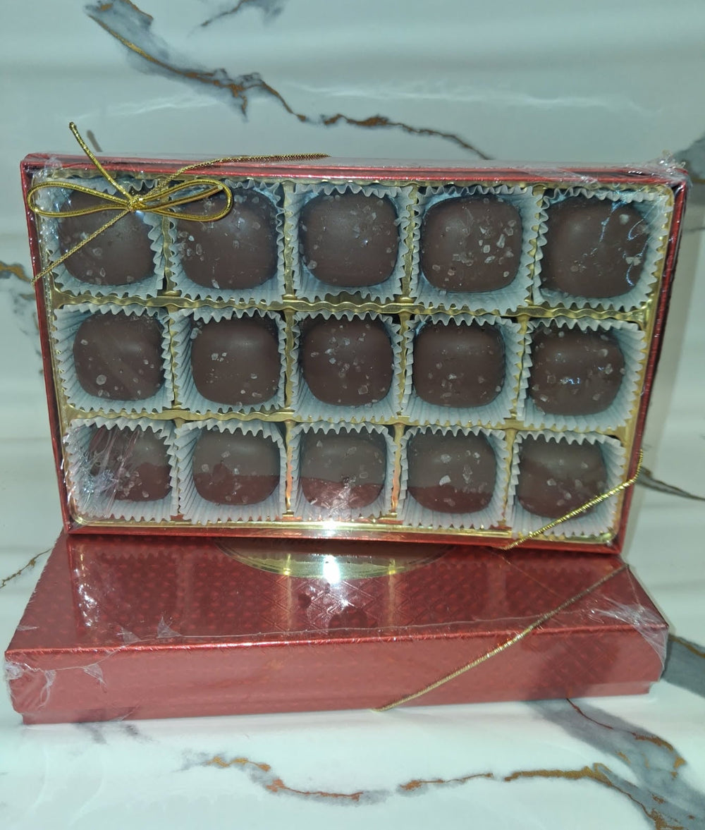 Sea Salt Milk Chocolate Caramels, Box of 15 - Bear Creek Candy Kitchen