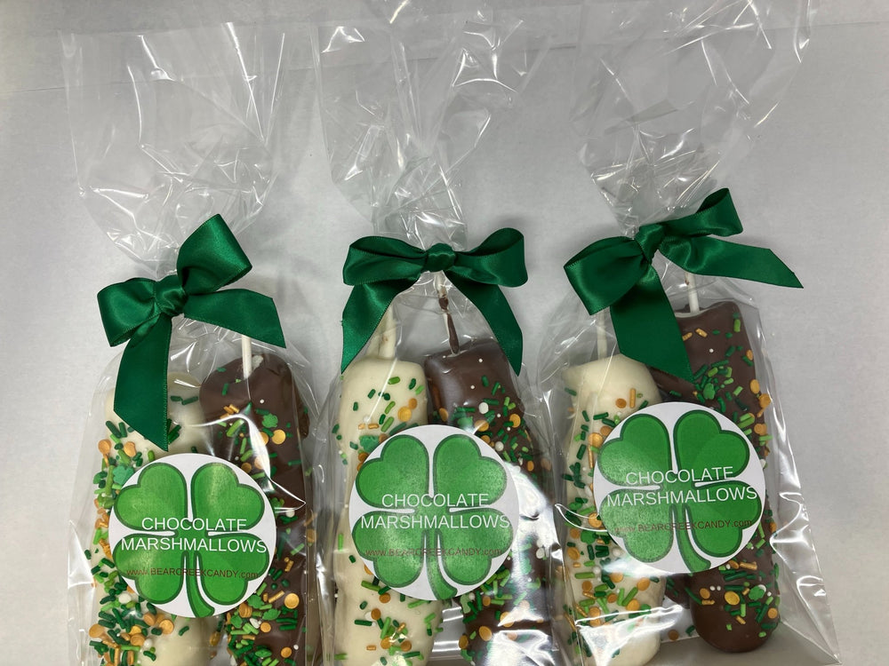 St. Patrick's Day Chocolate Marshmallow Sticks (3 Sets Of 2 Marshmallows) - Bear Creek Candy Kitchen