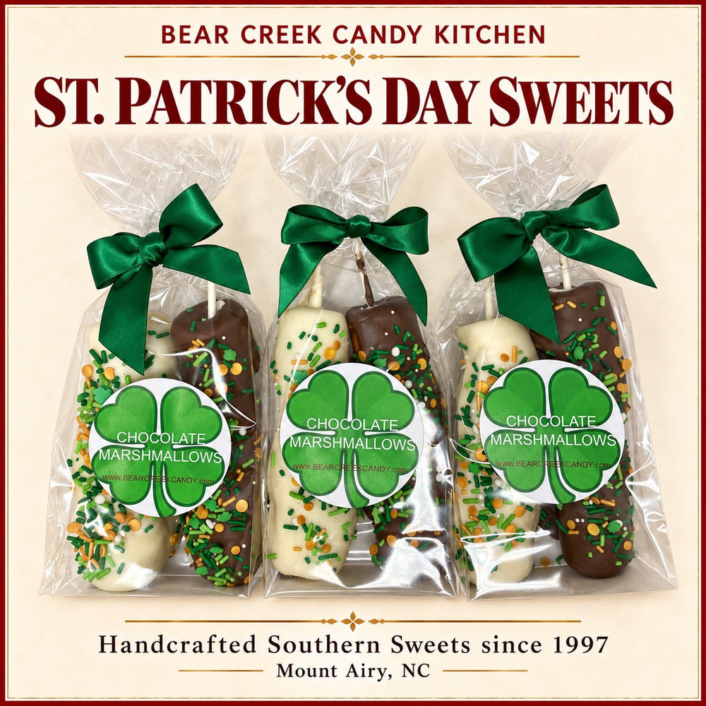 St. Patrick's Day Sweets — three chocolate marshmallow gift bags gallery graphic, Bear Creek Candy Kitchen