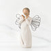 Willow Tree® Small faceless angel girl wearing white dress, wire wings, and holding silver star