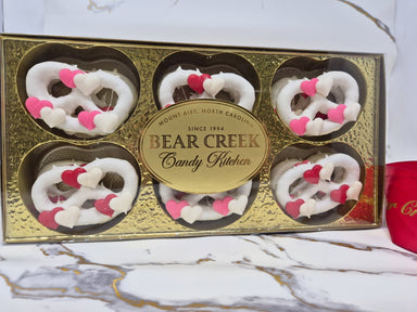 Valentine White Chocolate Pretzels Box of 12 - Bear Creek Candy Kitchen