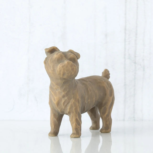 Willow Tree® Small golden/grey dog figurine standing up