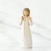 Willow Tree® Small girl figurine wearing white dress with long gold chain holding her hands to her face