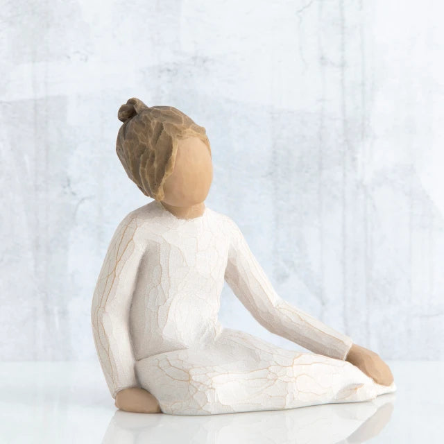 Willow Tree® Faceless girl figurine sitting down wearing white dress